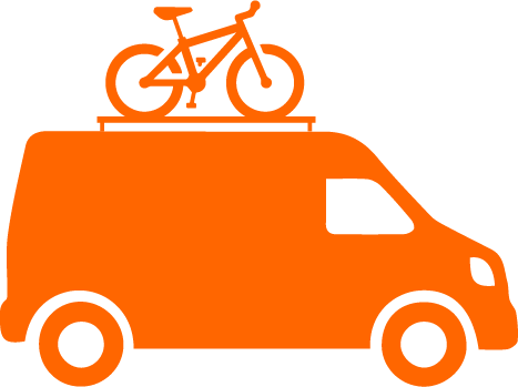 van with a bicycle on top